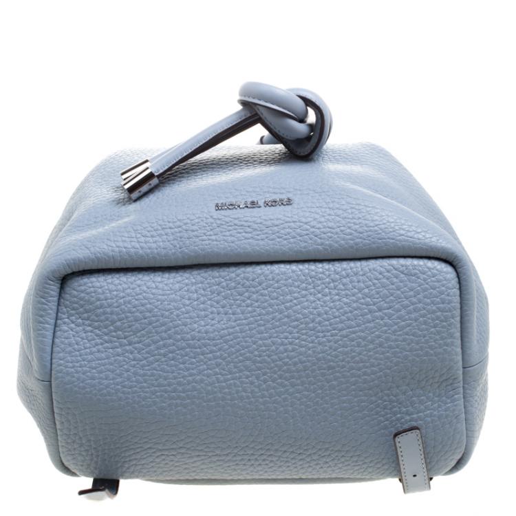 Pre Owned Michael Kors Powder Blue Leather Dalia Drawstring Backpack