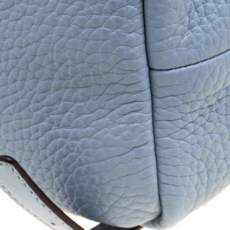 Pre Owned Michael Kors Powder Blue Leather Dalia Drawstring Backpack