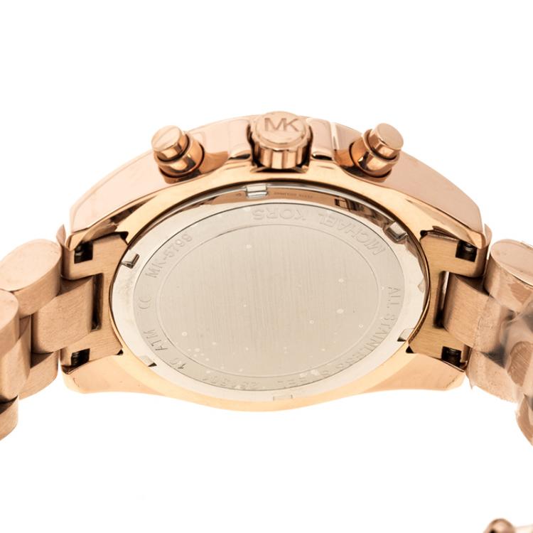 Pre Owned Michael Kors Rose Gold Plated Steel Bradshaw Chronograph MK5799 Women's Wristwatch 37 mm
