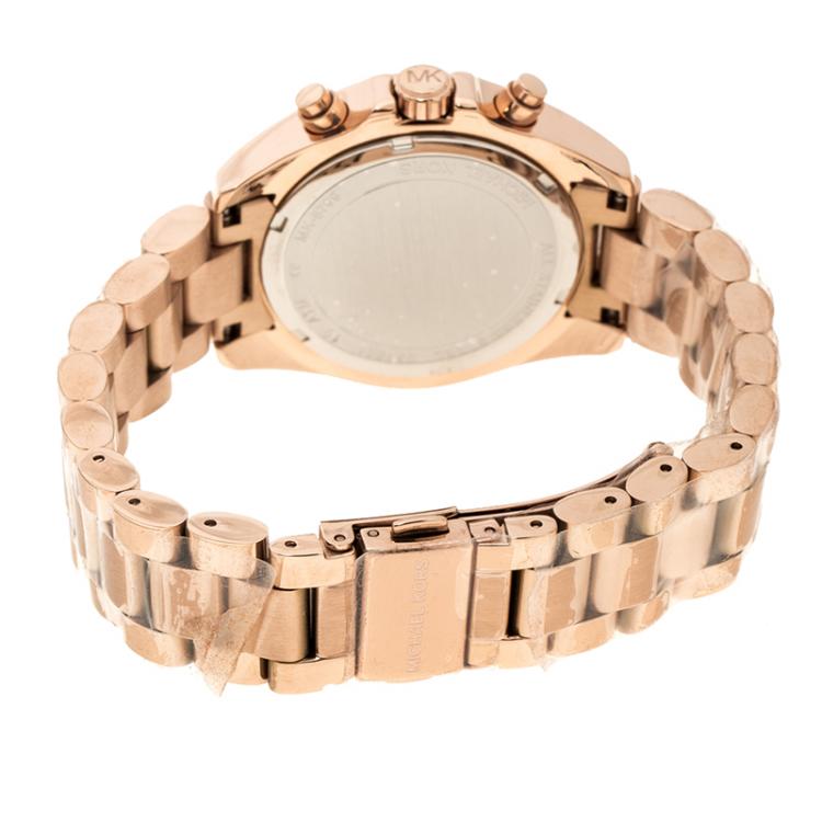 Pre Owned Michael Kors Rose Gold Plated Steel Bradshaw Chronograph MK5799 Women's Wristwatch 37 mm