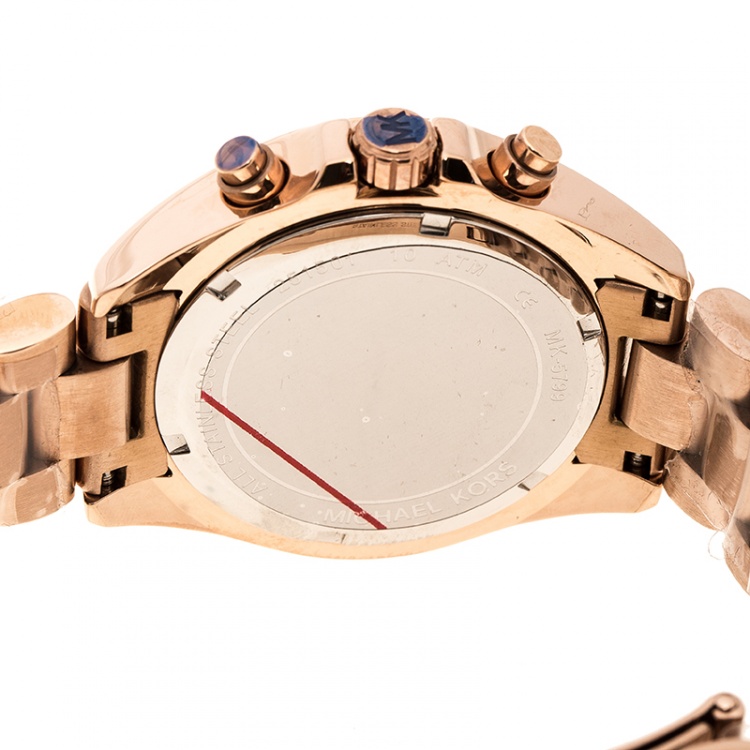 Pre Owned Michael Kors Rose Gold Plated Steel Bradshaw Chronograph MK5799 Women's Wristwatch 37 mm