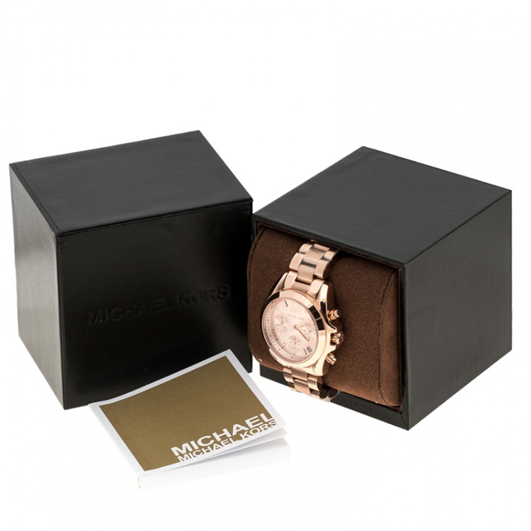 Pre Owned Michael Kors Rose Gold Plated Steel Bradshaw Chronograph MK5799 Women's Wristwatch 37 mm