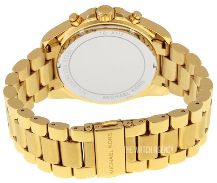 Pre Owned Michael Kors Black Yellow Gold Plated Steel Bradshaw MK5739 Women's Wristwatch 43MM