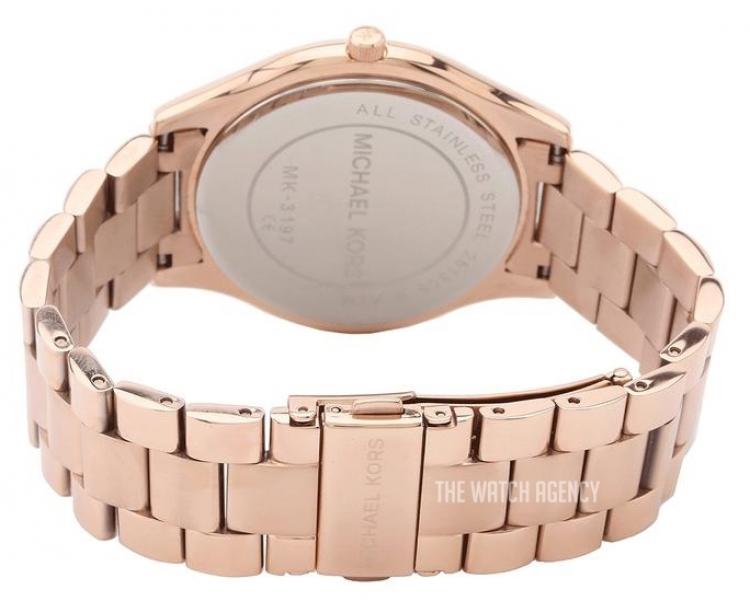 Pre Owned Michael Kors Rose Gold Plated Steel Runway MK3197 Women's Wristwatch 42MM