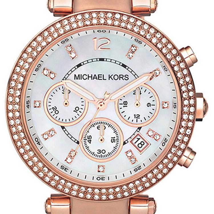 Pre Owned Michael Kors MOP Rose Gold Plated Steel Parker MK5491 Women's Wristwatch 39MM