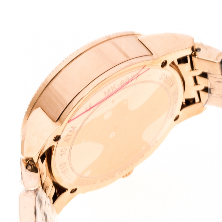 Pre Owned Michael Kors Rose Gold Plated Stainless Steel Ritz MK6077 Women's Wristwatch 37 mm