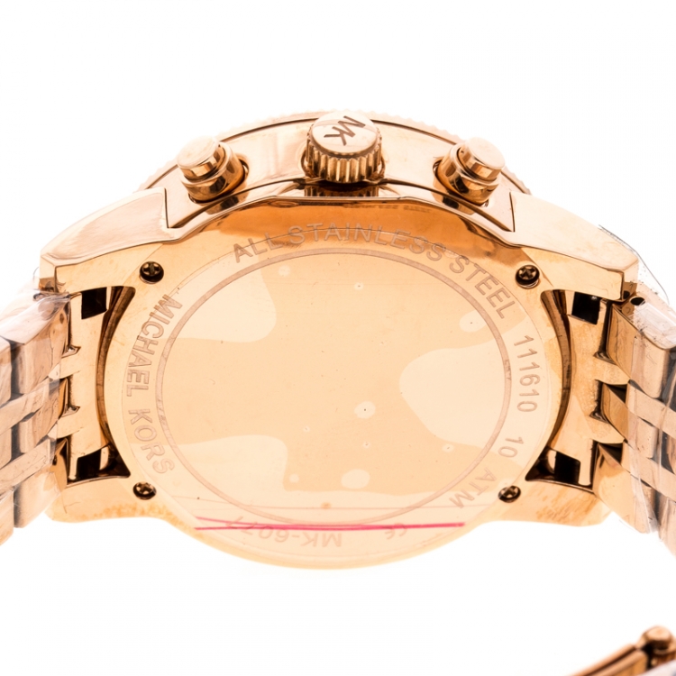 Pre Owned Michael Kors Rose Gold Plated Stainless Steel Ritz MK6077 Women's Wristwatch 37 mm
