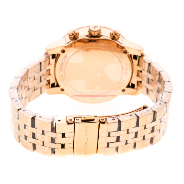 Pre Owned Michael Kors Rose Gold Plated Stainless Steel Ritz MK6077 Women's Wristwatch 37 mm