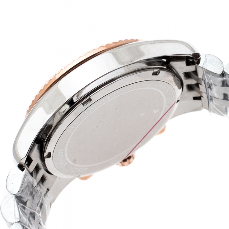 Pre Owned Michael Kors Silver Tri-Tone Stainless Steel Lexington MK5735 Women's Wristwatch 38 mm