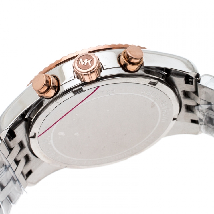 Pre Owned Michael Kors Silver Tri-Tone Stainless Steel Lexington MK5735 Women's Wristwatch 38 mm