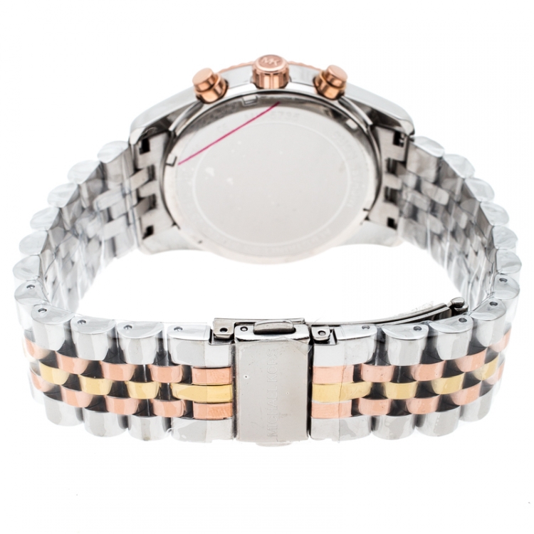 Pre Owned Michael Kors Silver Tri-Tone Stainless Steel Lexington MK5735 Women's Wristwatch 38 mm