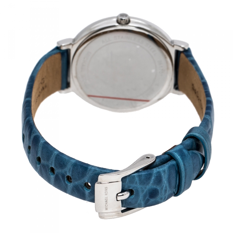 Pre Owned Michael Kors Mother Of Pearl Stainless Steel Leather Cinthia MK2661 Women's Wristwatch 33 mm