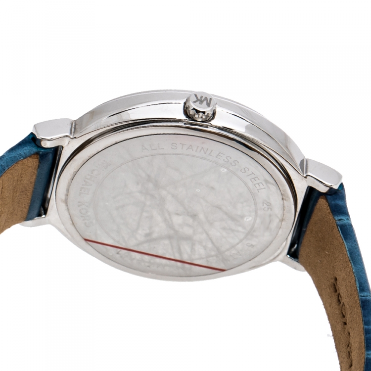 Pre Owned Michael Kors Mother Of Pearl Stainless Steel Leather Cinthia MK2661 Women's Wristwatch 33 mm