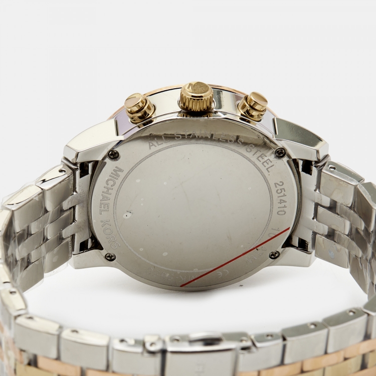 Pre Owned Michael Kors Mother of Pearl Tricolor Stainless Steel Ritz MK5650 Women's Wristwatch 36 mm 
