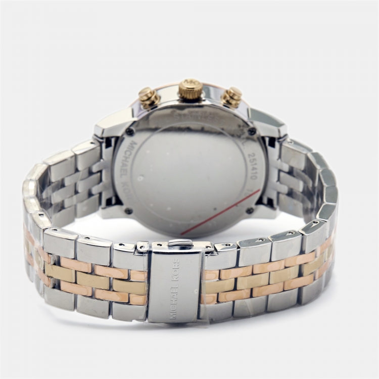 Pre Owned Michael Kors Mother of Pearl Tricolor Stainless Steel Ritz MK5650 Women's Wristwatch 36 mm 