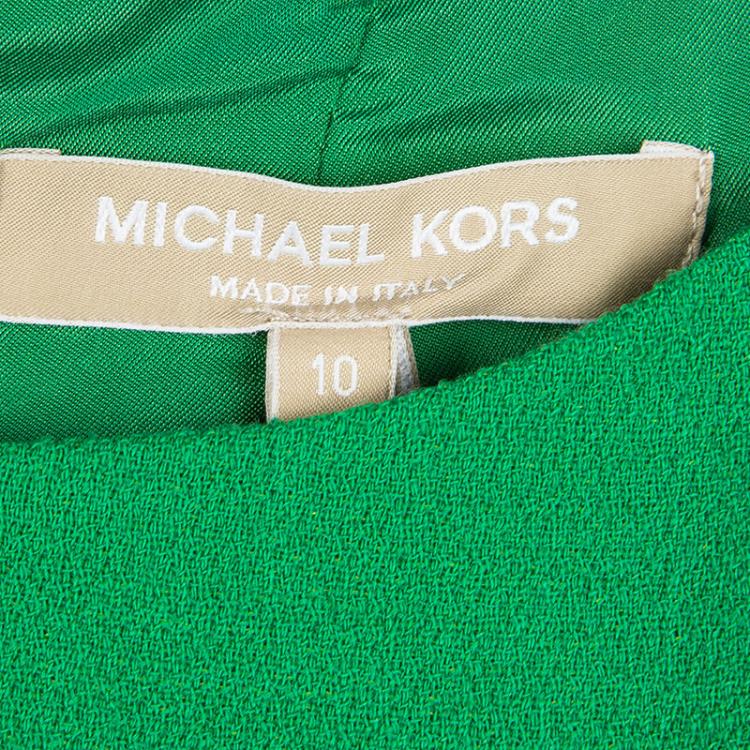 Pre Owned Michael Kors Green Wool Sleeveless Sheath Dress L