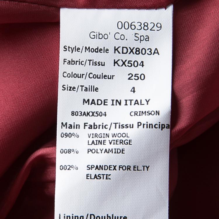 Pre Owned Michael Kors Crimson Red Wool Tailored Single Button Blazer S