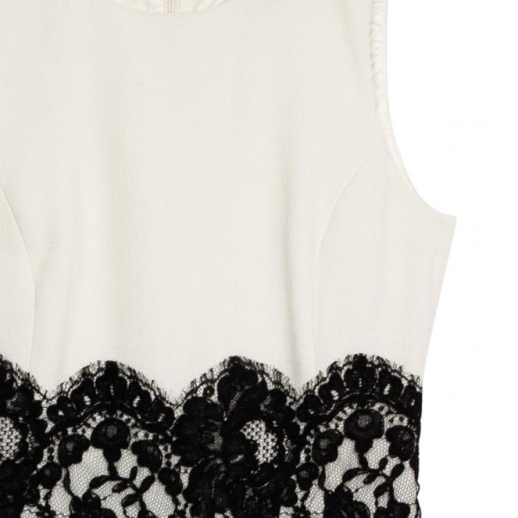 Pre Owned Michael Kors White Wool Lace Belt Dress M