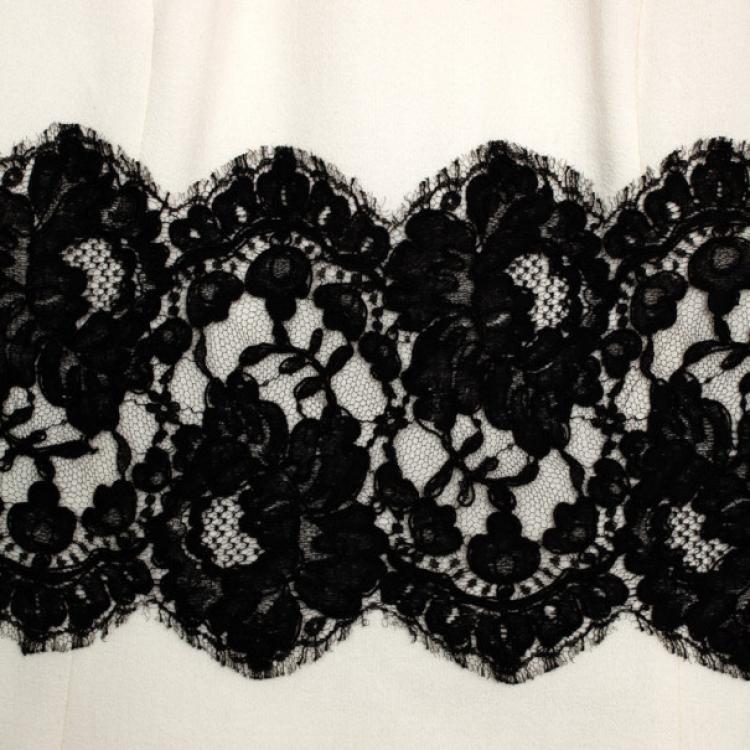 Pre Owned Michael Kors White Wool Lace Belt Dress M