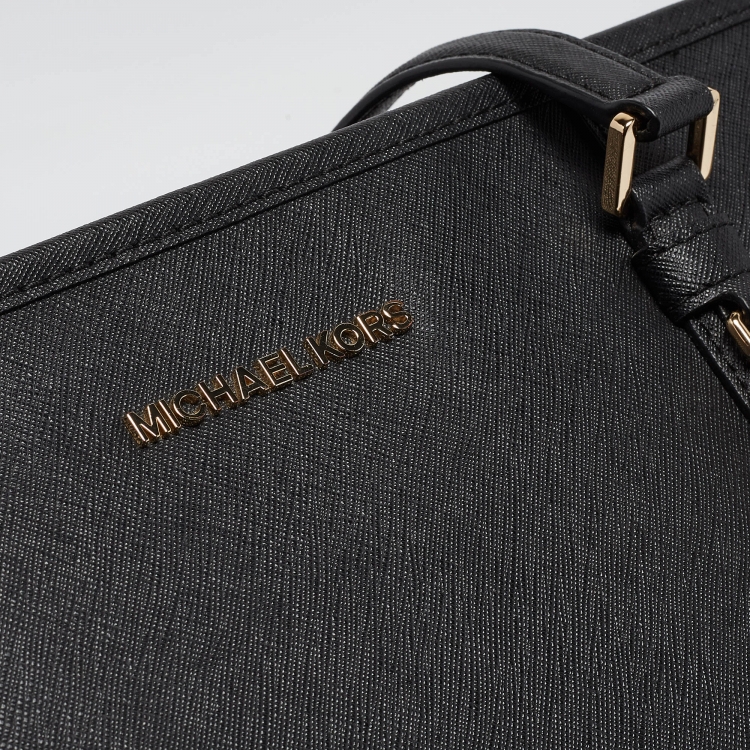 Pre Owned Michael Kors Black Leather Large Sady Shopper Tote