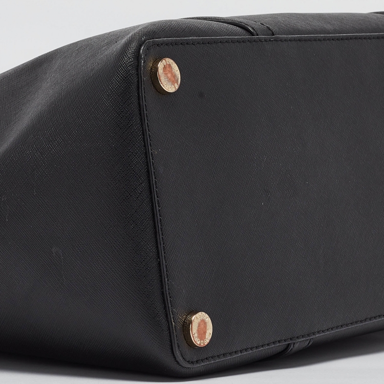 Pre Owned Michael Kors Black Leather Large Sady Shopper Tote