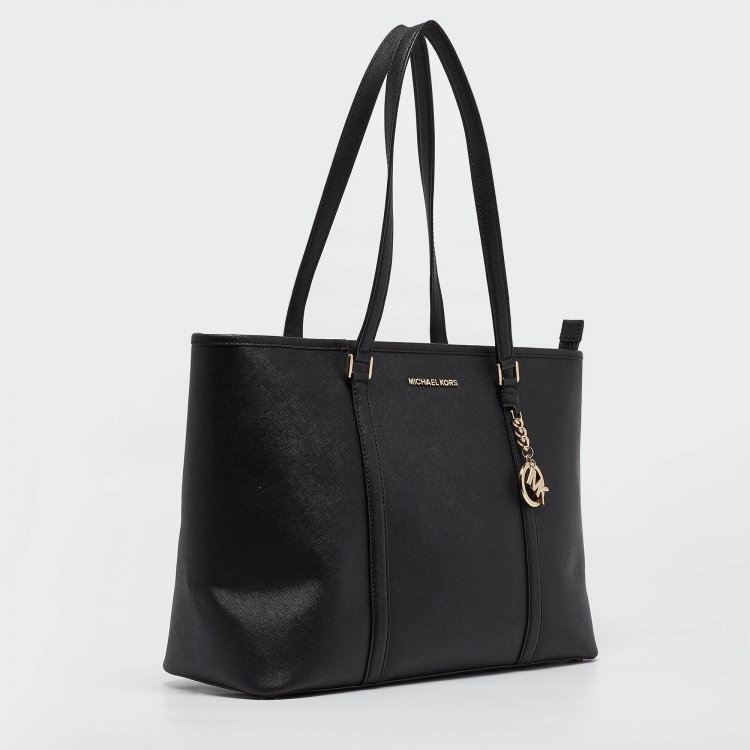 Pre Owned Michael Kors Black Leather Large Sady Shopper Tote