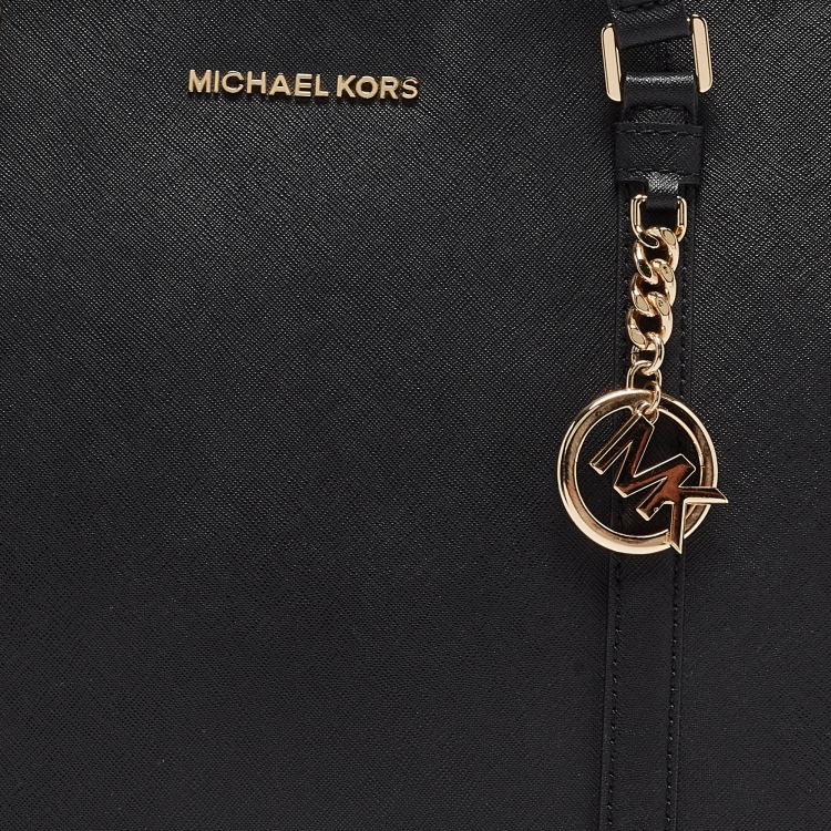 Pre Owned Michael Kors Black Leather Large Sady Shopper Tote