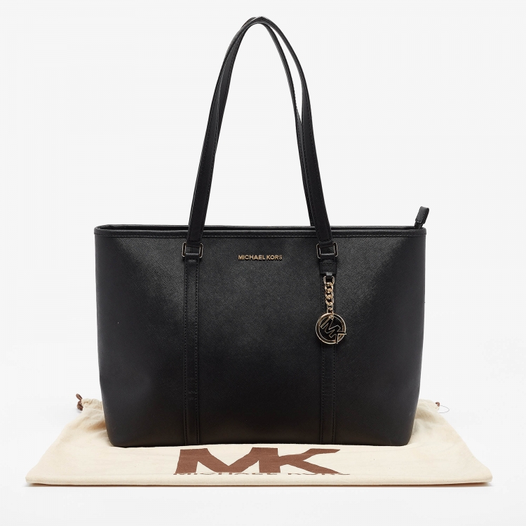Pre Owned Michael Kors Black Leather Large Sady Shopper Tote