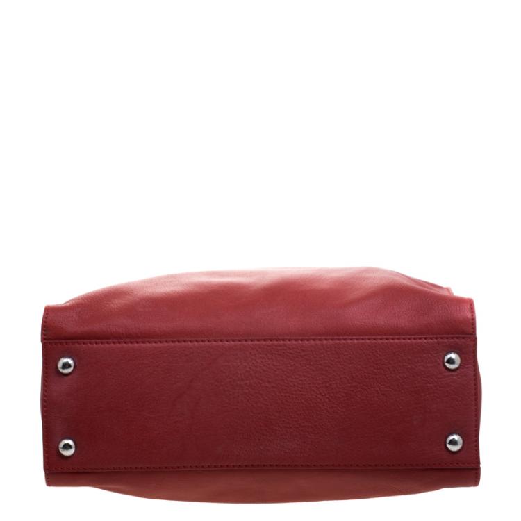 Pre Owned Michael Kors Red Leather Large Hamilton Tote 