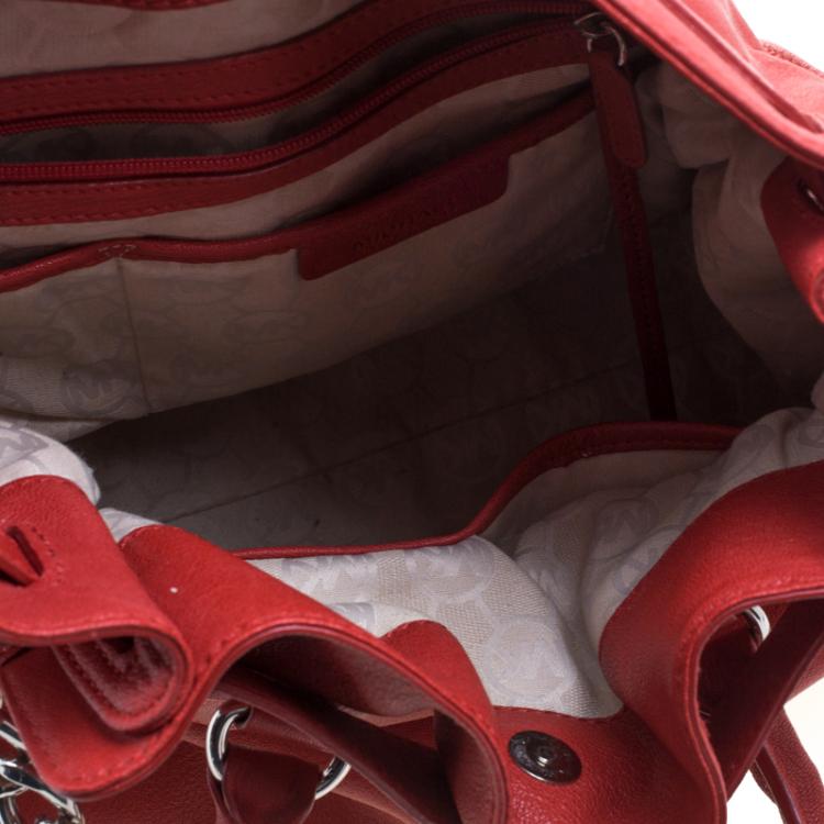 Pre Owned Michael Kors Red Leather Large Hamilton Tote 