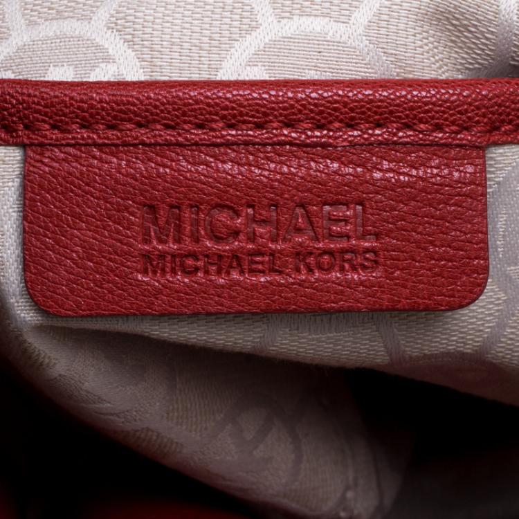 Pre Owned Michael Kors Red Leather Large Hamilton Tote 