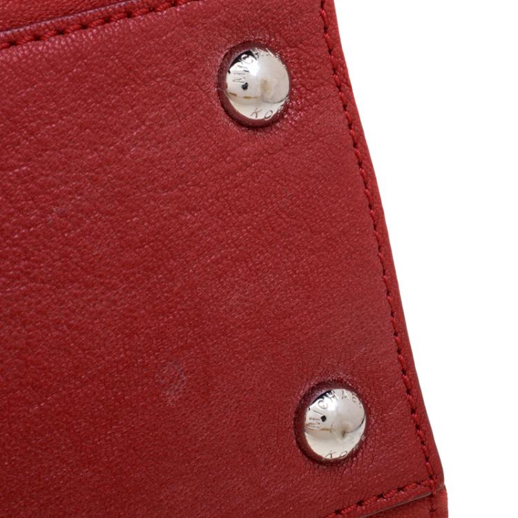 Pre Owned Michael Kors Red Leather Large Hamilton Tote 