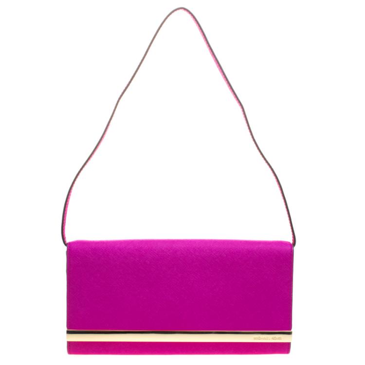 Michael Kors Pink Leather Lana Clutch Bag