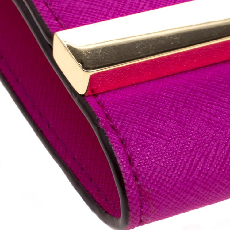 Pre Owned Michael Kors Pink Leather Lana Clutch