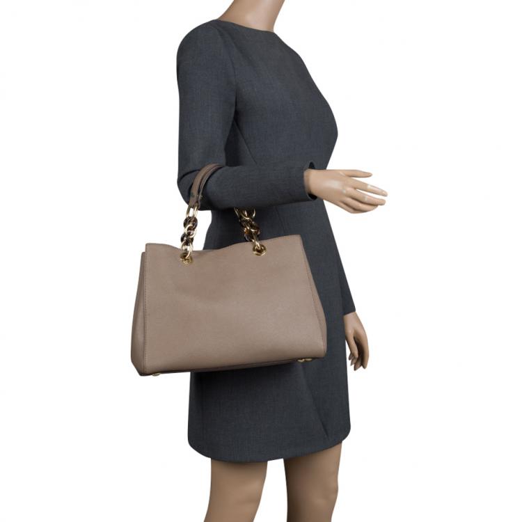 Pre Owned Michael Kors Beige Leather Tote 