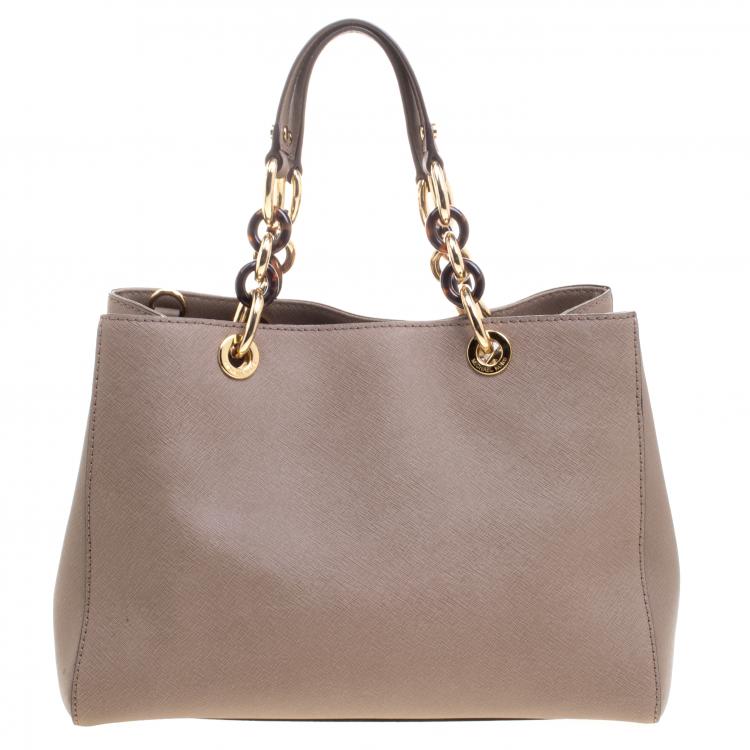 Pre Owned Michael Kors Beige Leather Tote 