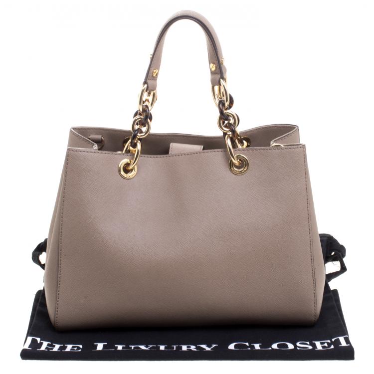 Pre Owned Michael Kors Beige Leather Tote 