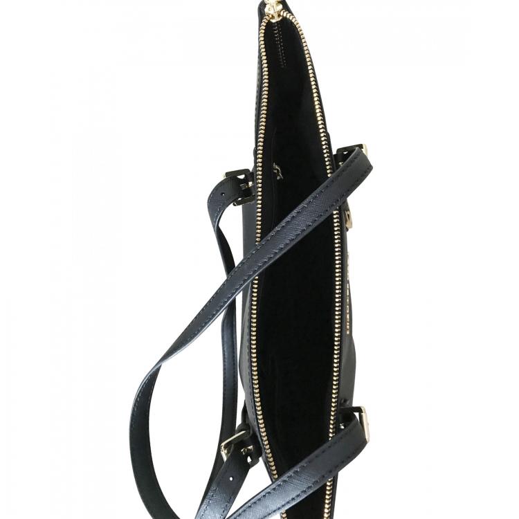 Pre Owned Michael Kors Black Saffiano Leather Jet Set Top-Zip Tote