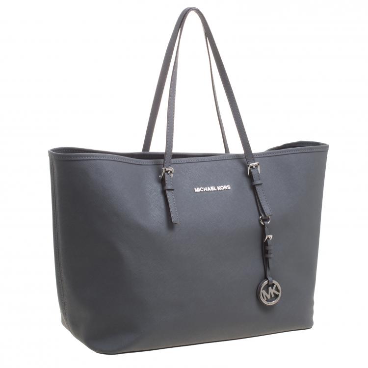 Pre Owned Michael Kors Grey Leather Jetset Tote