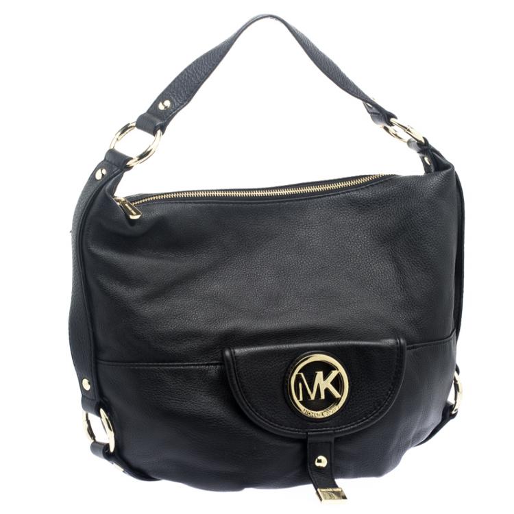Pre Owned Michael Kors Black Leather Fulton Hobo