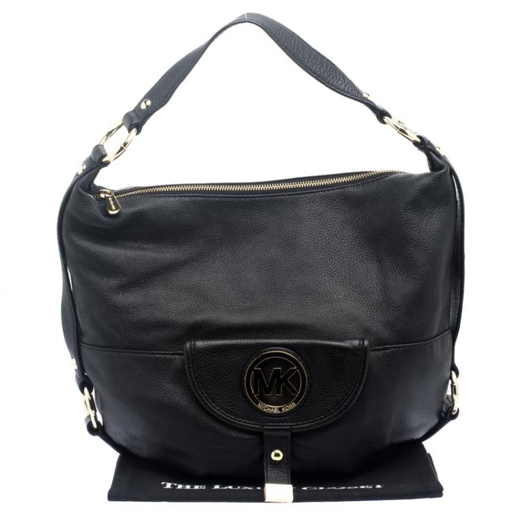 Pre Owned Michael Kors Black Leather Fulton Hobo