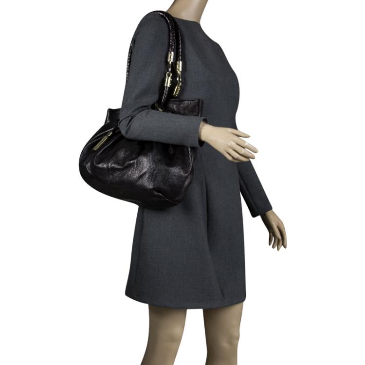 Pre Owned Michael Kors Black Leather Skorpios Tote