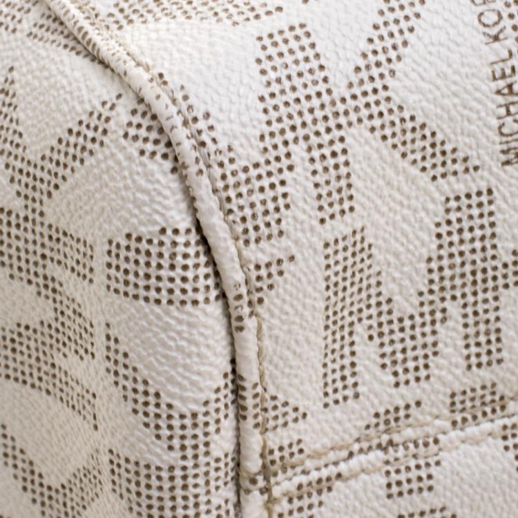 Pre Owned Michael Kors Cream Leather Jet Set Travel Chain Shoulder Bag