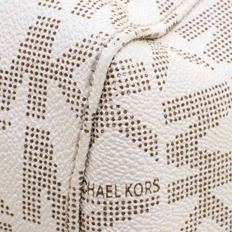 Pre Owned Michael Kors Cream Leather Jet Set Travel Chain Shoulder Bag