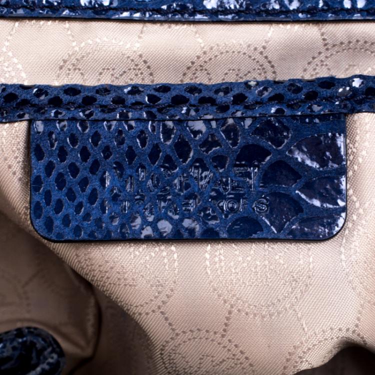 Pre Owned Michael Kors Blue Python Embossed Leather Jet Set Chain Tote
