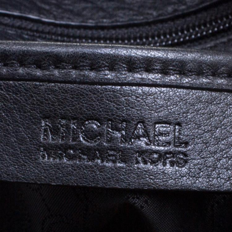 Pre Owned Michael Kors Black Leather Buckle Strap Convertible Tote