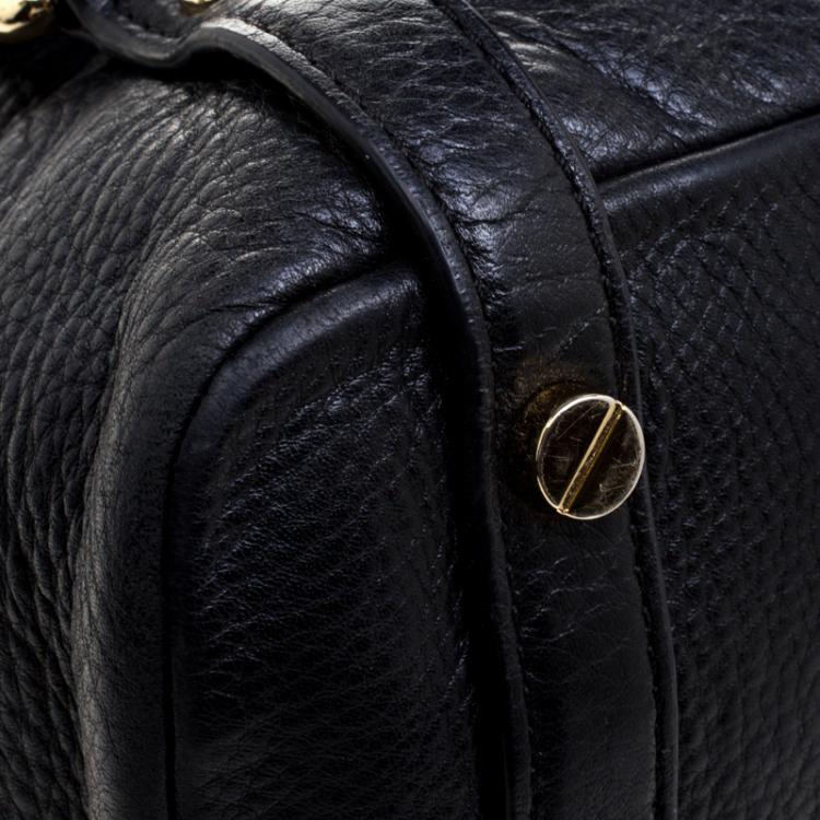 Pre Owned Michael Kors Black Leather Buckle Strap Convertible Tote