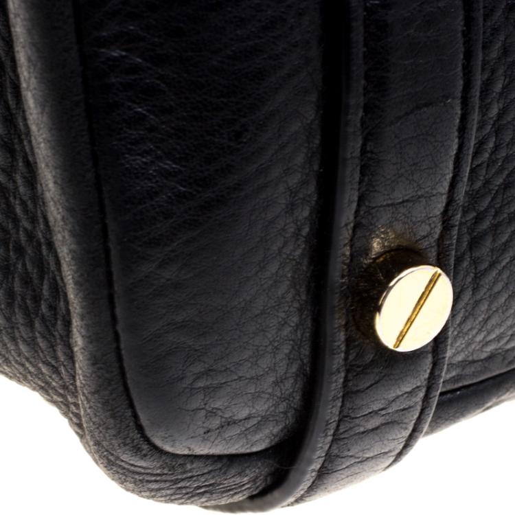 Pre Owned Michael Kors Black Leather Buckle Strap Convertible Tote
