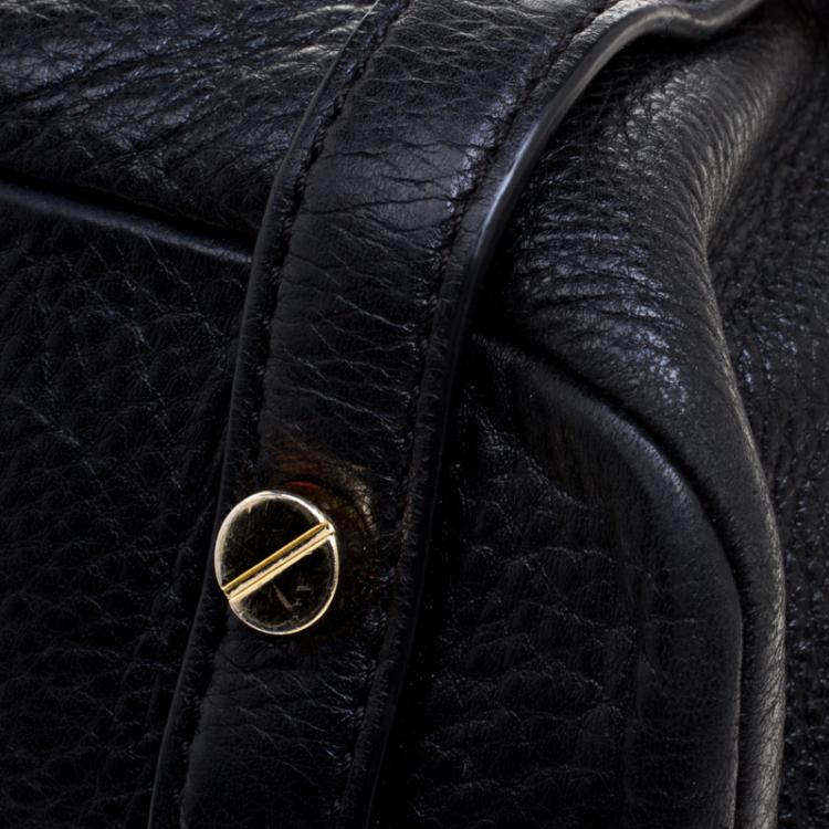 Pre Owned Michael Kors Black Leather Buckle Strap Convertible Tote