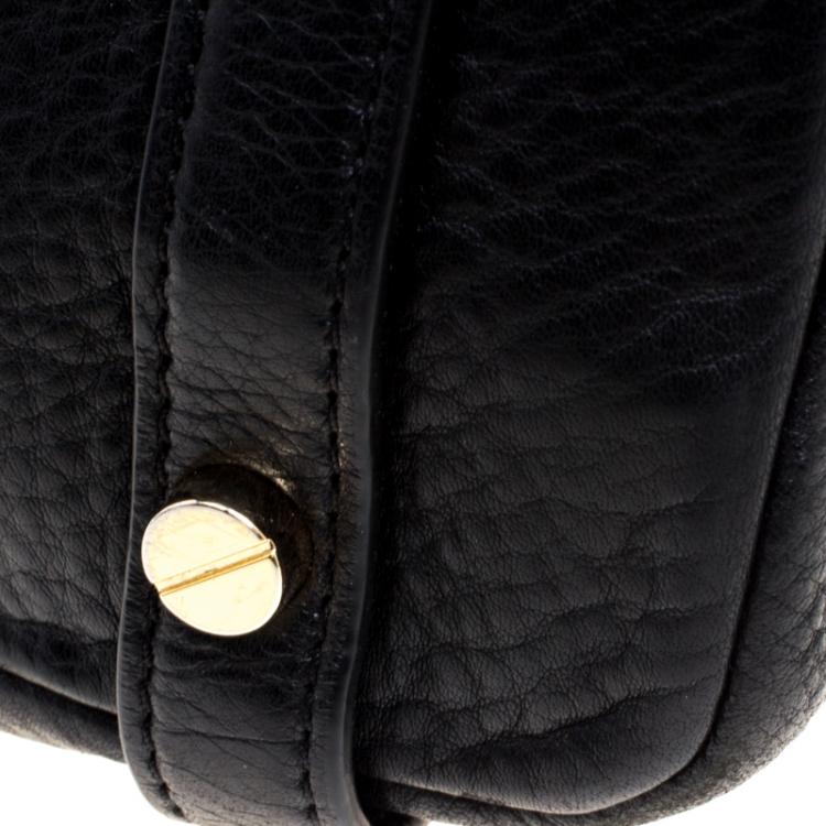 Pre Owned Michael Kors Black Leather Buckle Strap Convertible Tote